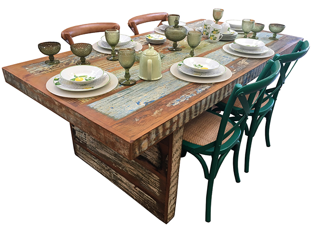 Reclaimed wood dining table Via Vila